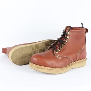 90s Carolina Mens 8.5 Steel Toe Work Boots Brown